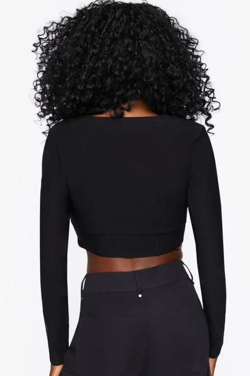 Lace-Up Poplin Crop Top