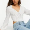 Lace-Up Seamed Crop Top