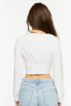 Lace-Up Seamed Crop Top