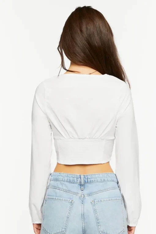 Lace-Up Seamed Crop Top