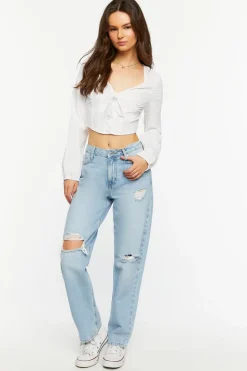 Lace-Up Seamed Crop Top