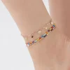 Layered Beaded Charm Anklet Set