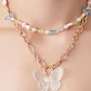 Layered Butterfly Bead Necklace