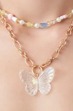 Layered Butterfly Bead Necklace