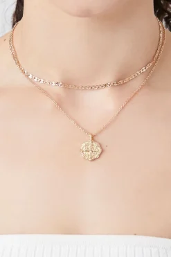 Layered Etched Pendant Necklace