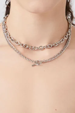 Layered Toggle Curb Chain Necklace