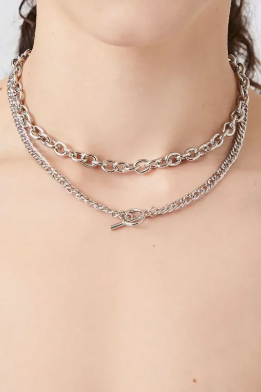 Layered Toggle Curb Chain Necklace