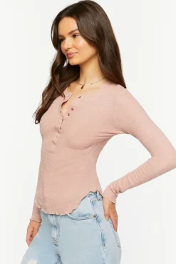 Lettuce-Edge Henley Thermal Tee