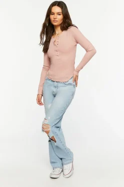 Lettuce-Edge Henley Thermal Tee