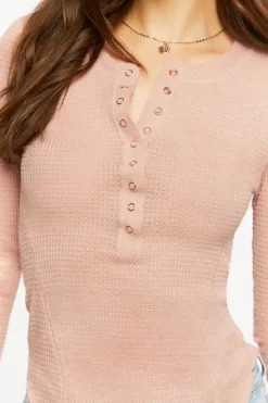 Lettuce-Edge Henley Thermal Tee