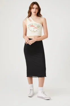 Lettuce-Edge Mesh Midi Skirt