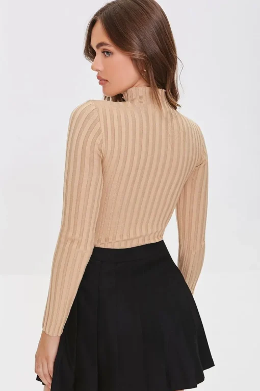 Lettuce-Edge Mock Neck Bodysuit
