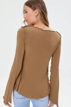 Lettuce-Edge Tie-Front Top
