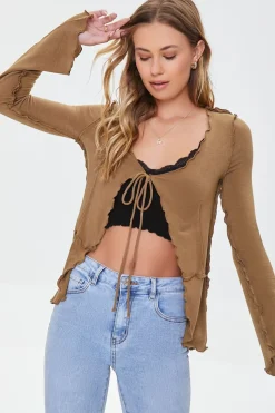 Lettuce-Edge Tie-Front Top