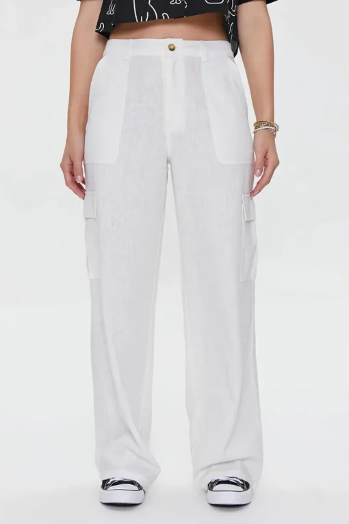 Linen-Blend Cargo Pants