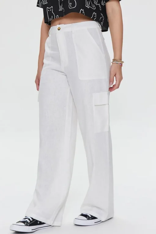 Linen-Blend Cargo Pants