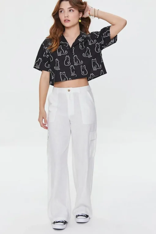 Linen-Blend Cargo Pants