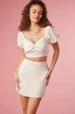 Linen-Blend Crop Top & Mini Skirt Set
