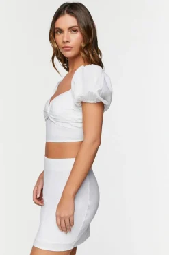 Linen-Blend Crop Top & Mini Skirt Set