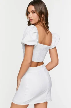 Linen-Blend Crop Top & Mini Skirt Set