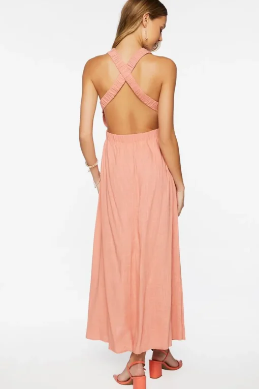 Linen-Blend Maxi Dress