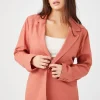 Linen-Blend Notched Blazer
