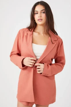 Linen-Blend Notched Blazer