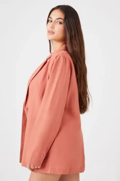 Linen-Blend Notched Blazer