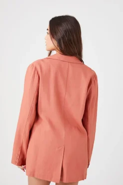 Linen-Blend Notched Blazer