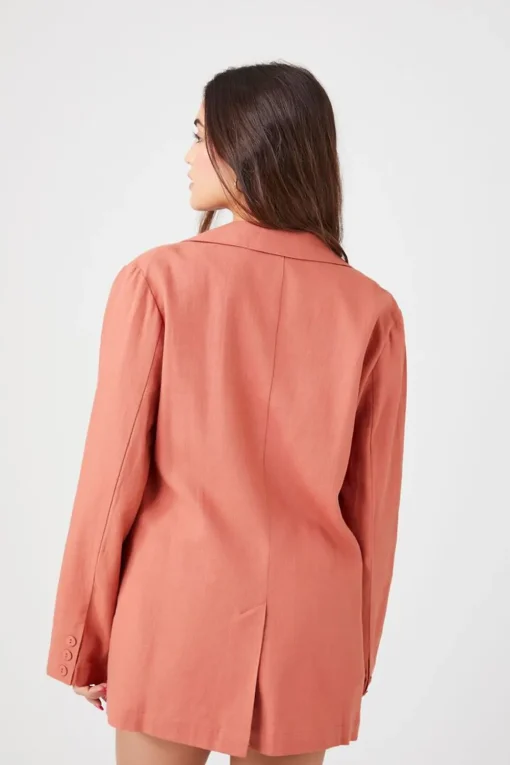 Linen-Blend Notched Blazer