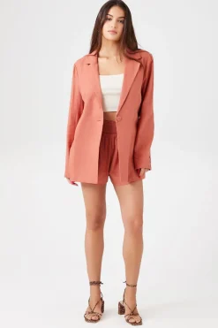 Linen-Blend Notched Blazer
