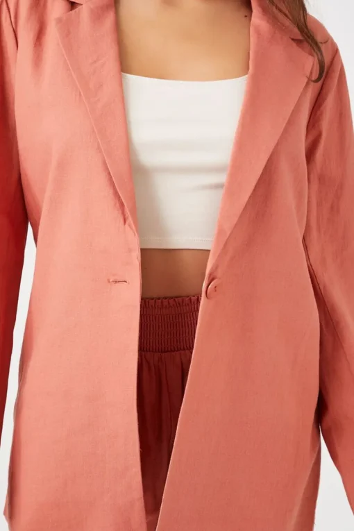 Linen-Blend Notched Blazer