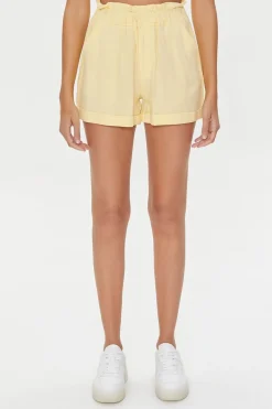 Linen-Blend Paperbag Shorts