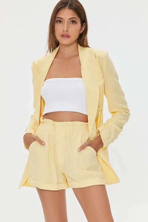 Linen-Blend Paperbag Shorts