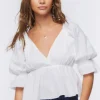 Linen-Blend Peplum Top