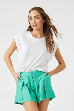 Linen-Blend Pleated Trouser Shorts