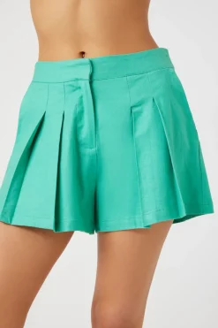 Linen-Blend Pleated Trouser Shorts