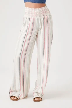 Linen-Blend Striped Pants