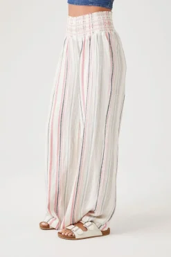 Linen-Blend Striped Pants