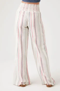Linen-Blend Striped Pants