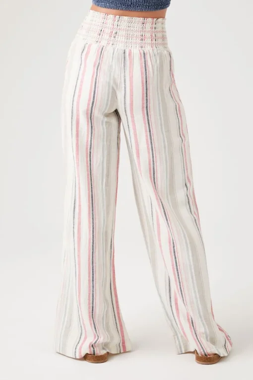 Linen-Blend Striped Pants