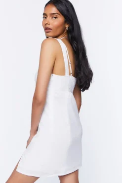 Linen-Blend Tie-Front Mini Dress