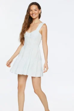Linen-Blend Tiered Mini Dress