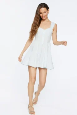 Linen-Blend Tiered Mini Dress