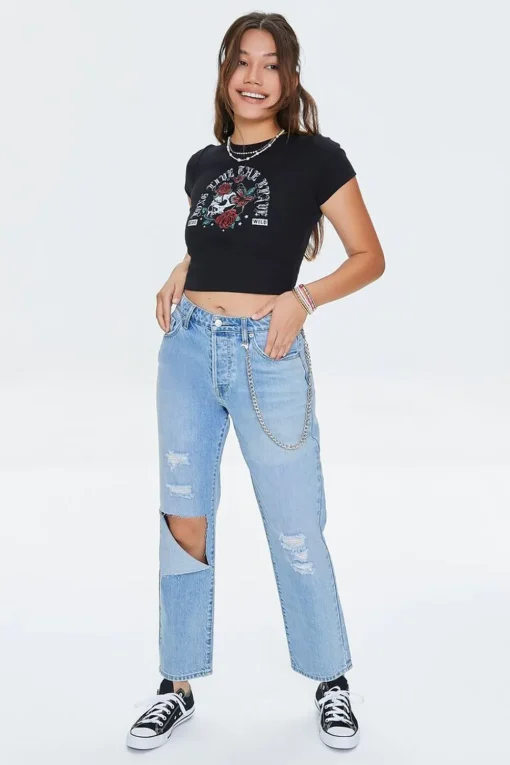 Long Live The Brave Graphic Cropped Tee