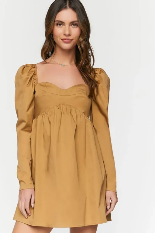 Long-Sleeve Babydoll Mini Dress