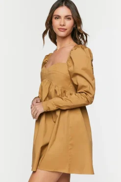 Long-Sleeve Babydoll Mini Dress