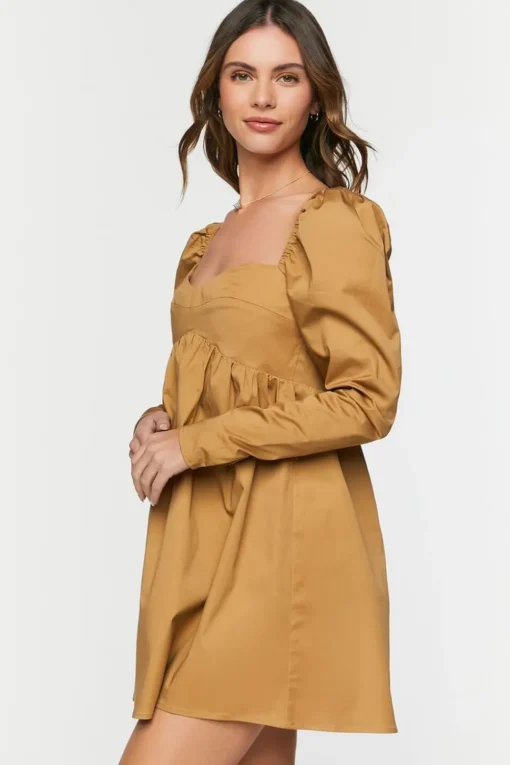 Long-Sleeve Babydoll Mini Dress