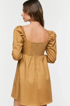 Long-Sleeve Babydoll Mini Dress