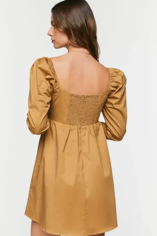 Long-Sleeve Babydoll Mini Dress